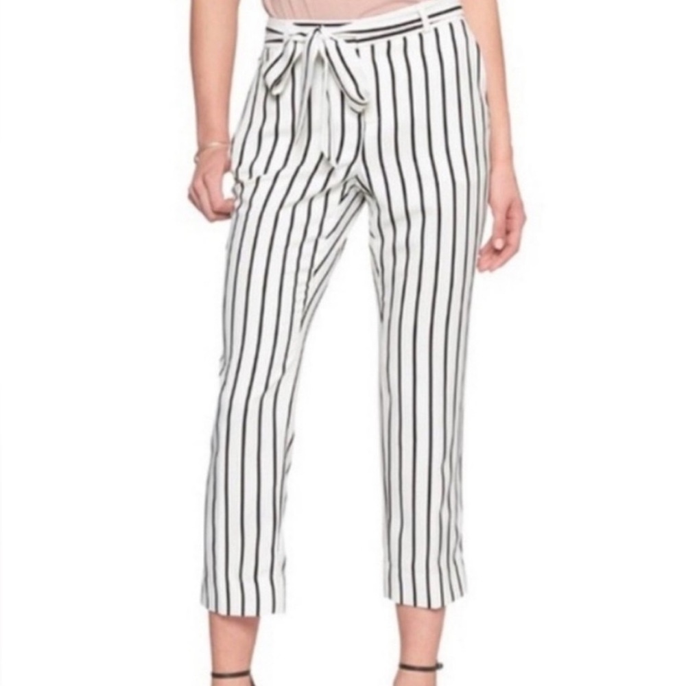 Banana Republic Striped Tie-Waist Capri Trousers - 6P/M